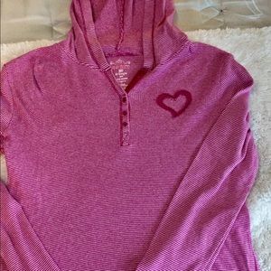 Girls Pink & White Hooded Shirt XL (14)